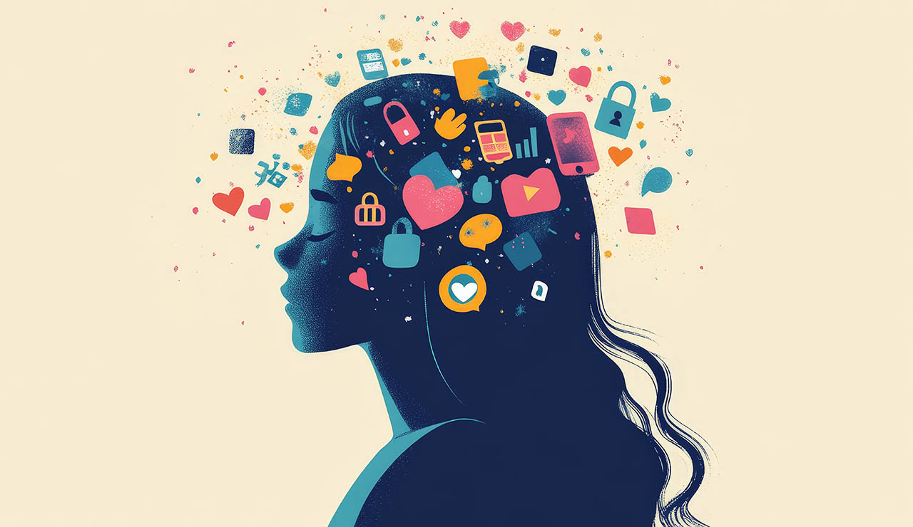 Mujer pensando en redes sociales