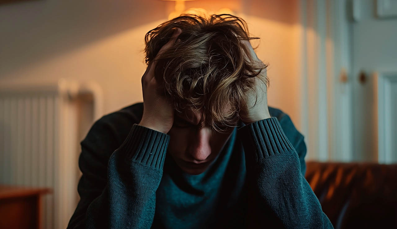 Hombre con problemas de salud mental