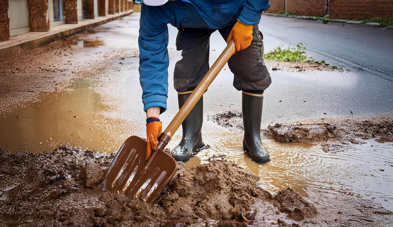 Afectado por la DANA limpiando el barro