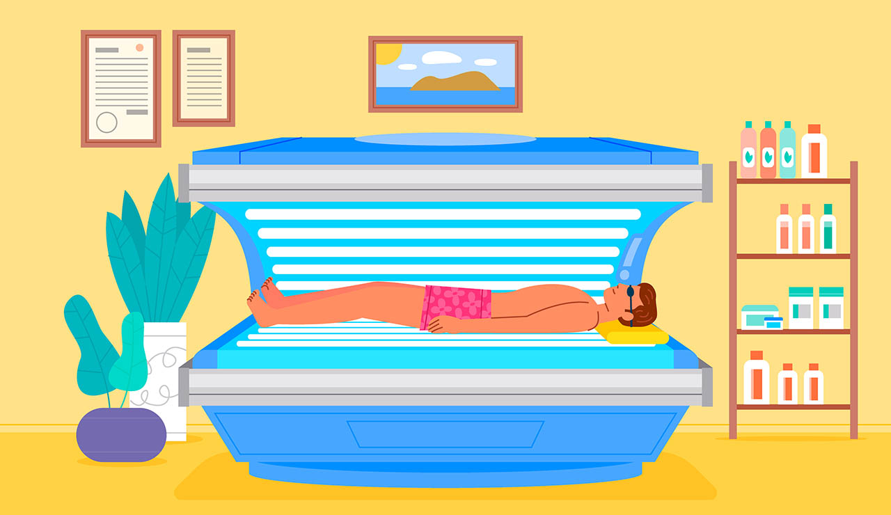 Hombre dentro de una cama solar