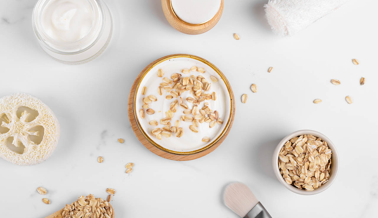Exfoliante hecho con avena y yogur