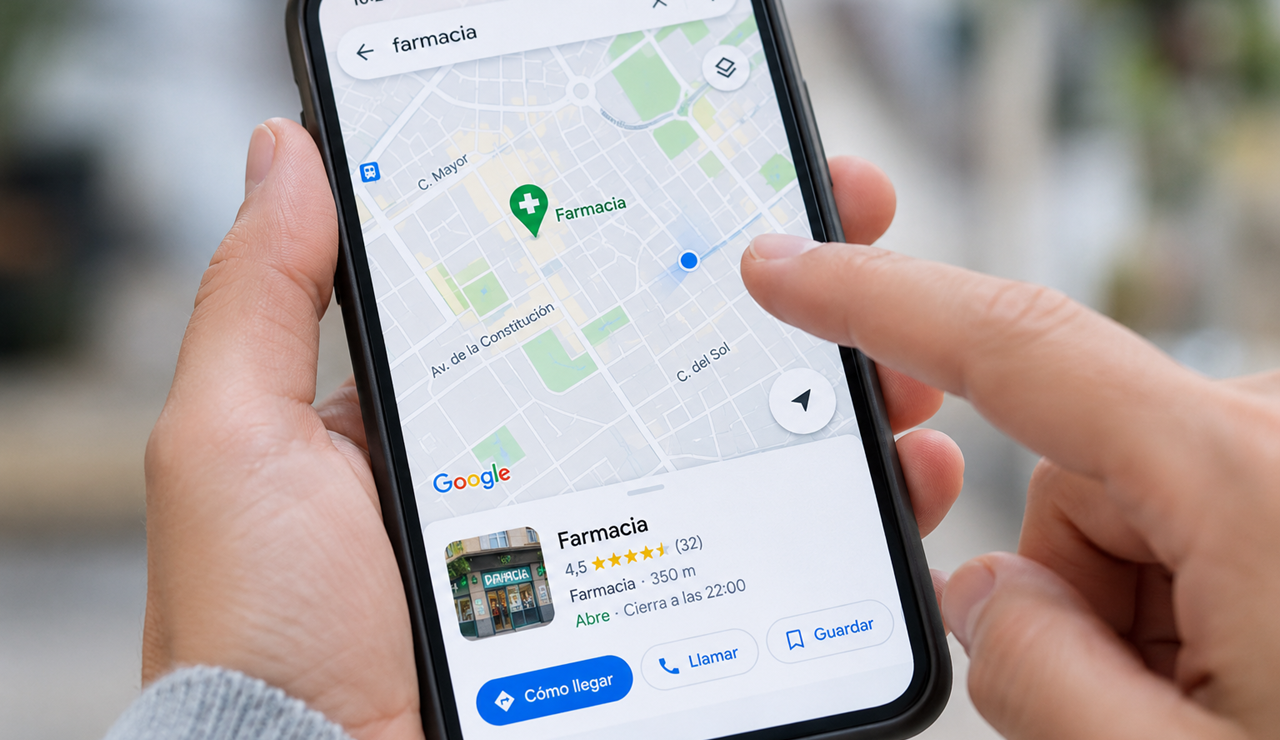 Ubica la farmacia en el mapa utilizando la geolocalización y las redes sociales